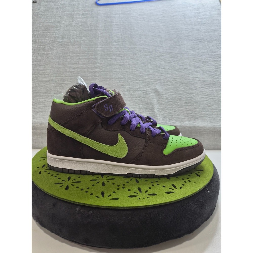 Nike SB Dunk Mid 314383-231 Men 10.5 Shoes Black Radiant Green Donatello Sneaker